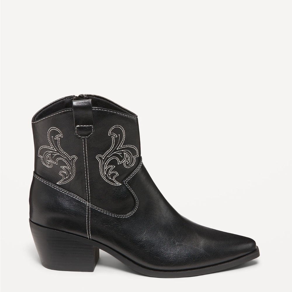 Old Navy Black Ankle Booties with Western Flair